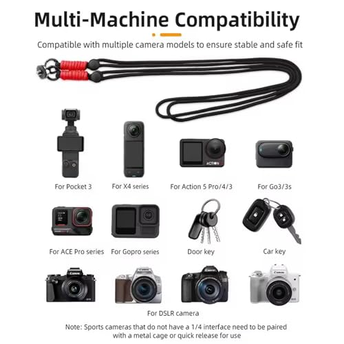 Action camera lanyard para DJI OSMO Pocket 3 con tornillo de 1/4 pulgadas Small 4