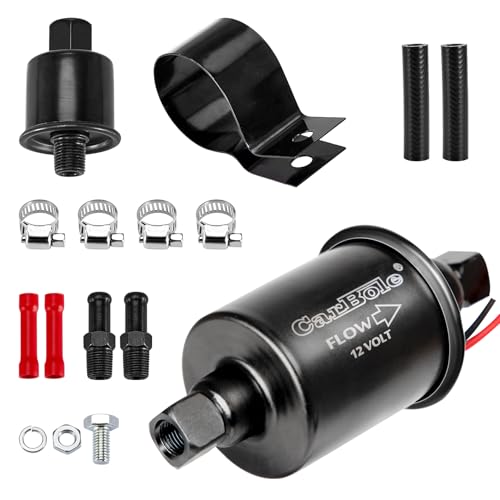 CarBole Universal Electric Fuel Pump,Low Pressure 2-3.5 PSI,Petrol Pump Fit for Diesel and Gasoline with Installation Kit,Pure Copper Wire,8mm Inlet and Outlet Size