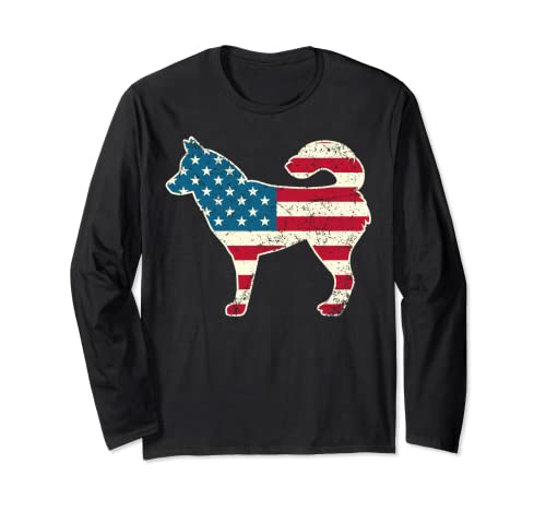 Siberian Husky 4th of July Dog Lover Men American Flag Maglia a Manica