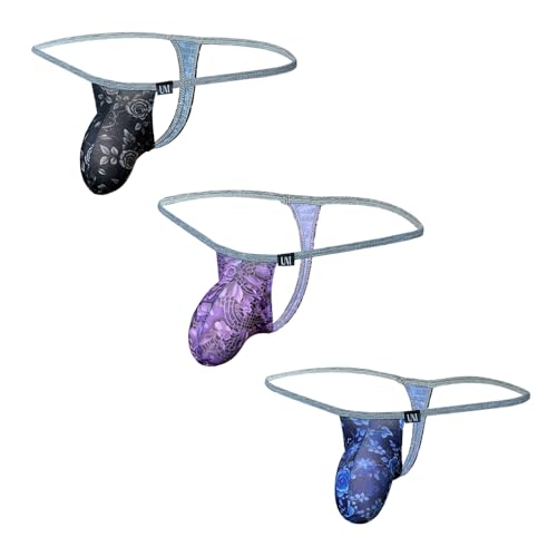 COMLIFE Men's Fashion Printed Ice Silk Underwear Sexy Low Waist Stretch Thongs