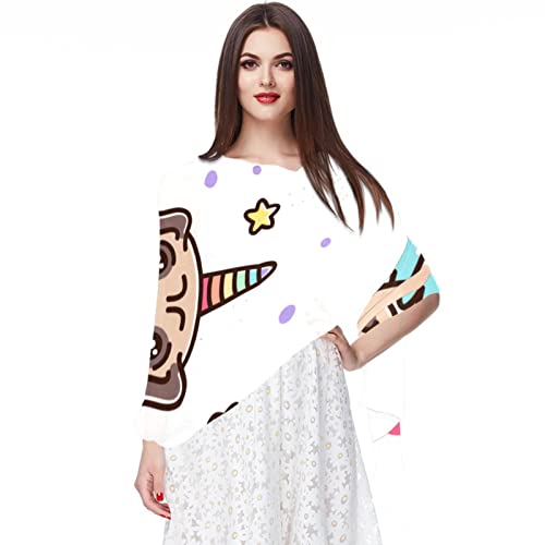 Foulard en mousseline de soie femme à motif licorne long et fluide multicolore