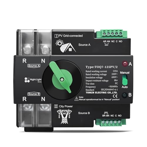 Interruptor de transferencia automático de doble potencia, 220 V, 230 V, 2P, TOQ7, 1 unidad(63A)