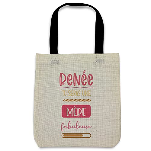 LolaPix Totebag Personnalisé. Cadeaux originaux pour la Fête des mères. Sac Fourre Tout Femme. 36 x 39 cm. Différents modèles. Sachet Greta. TU VAS ÊTRE MAMAN