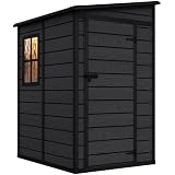 DWVO 5x4 FT Resin Outdoor Storage Shed with Floor, Large Waterproof Lockable Storage Shed with Window, Plastic Tool Shed for Garden, Backyard, Patio, Lawn