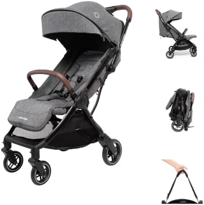 Maxi-Cosi Eva3 Kompakter Kinderwagen, 0–22 kg, Select Grey | Leichter Kinderwagen (8.2 kg), 0–4 Jahre, Flache Liegeposition, 3 Liegepositionen, Automatisch mit 1 Hand Klappbar, Tra