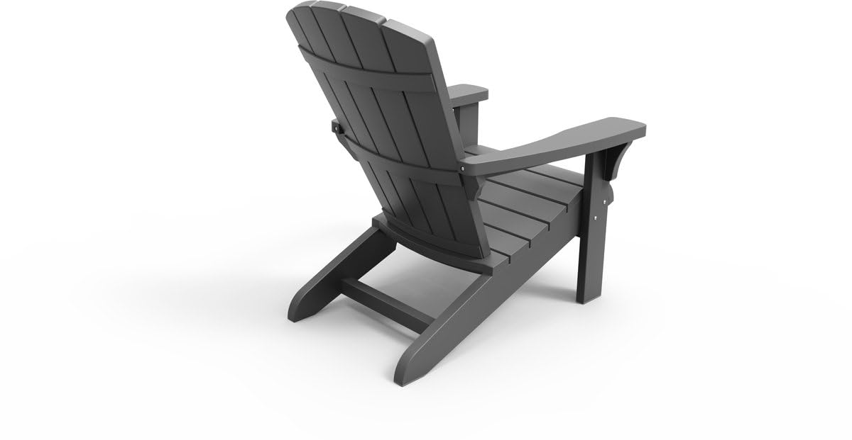 Keter Gartenlounge-Set - 2X Troy Adirondack Gartenstuhl mit Luzon Beistelltisch, Wetterfest, Holzoptik, Graphit, 85x80x96,5cm