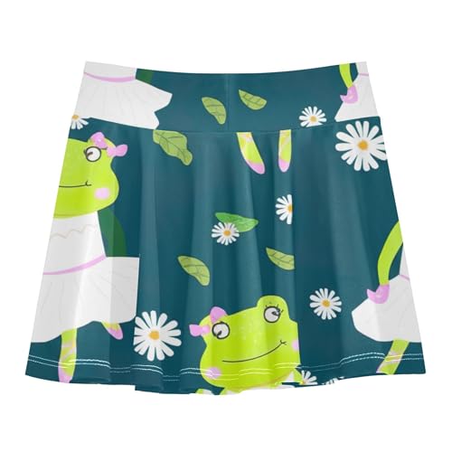 Cute Frogs Ballerinas Green Girls Skorts Athletic Shorts Toddlers Tennis Skirts Running Cheer Skirt 3t2