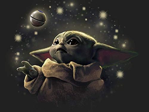 DIY 5D Diamond Painting Number Set Baby Yoda 12X16 Inch,Full Round Drill Diamond Artist Wall Decoration Children's Adult Art kit Handcraft Living Room Bedroom Decoration Painting SWB-005