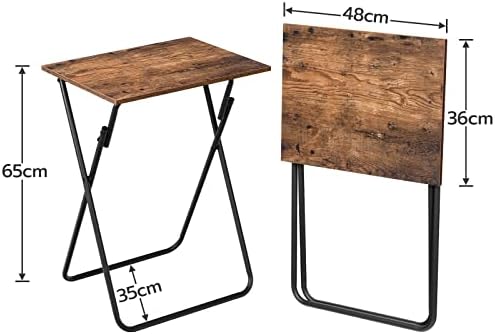 HOOBRO Folding Side Table, Set of 2, Small Folding Table, TV Dinner Table, Foldable TV Tray Table, Snack Table for Small Spaces, Laptop Table for Sofa, Industrial, Rustic Brown EBF152BZP201