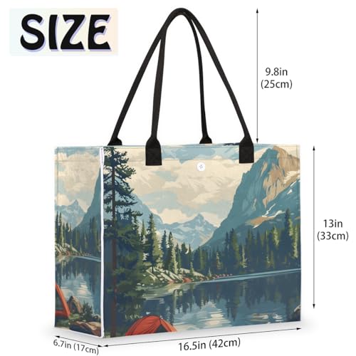 Summer Camping Lake Tote Bag for Women Large Beach Bag Reusable Tote Bags for Work Travel Beach Shopping2