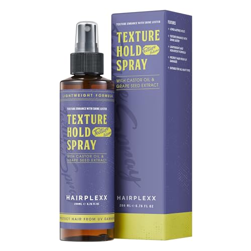 Texture Hold Spray - Firm Hold & Shine - Root Lifter for Fine, Thin or Flat Hair - Adds Volume & Texture for Waves - UV Protection with Castor Oil & Grape Seed Extract – 6.76 oz