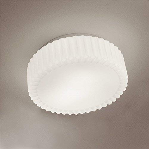 LUX de lámpara exterior lámpara Delta IP44 230 V E27 Ø38 cm lámpara de techo lámpara de baño redonda (Cristal Blanco Terraza – Lámpara de techo