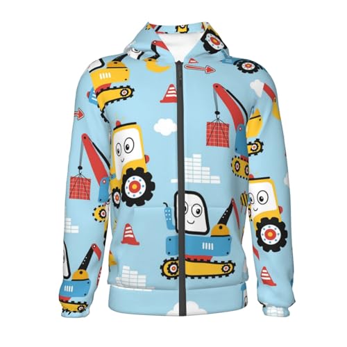 Building Truck Kids Pullover Hoodies Boys Zip Up Sweatshirts Girls Athletic Clothes with Pocket2