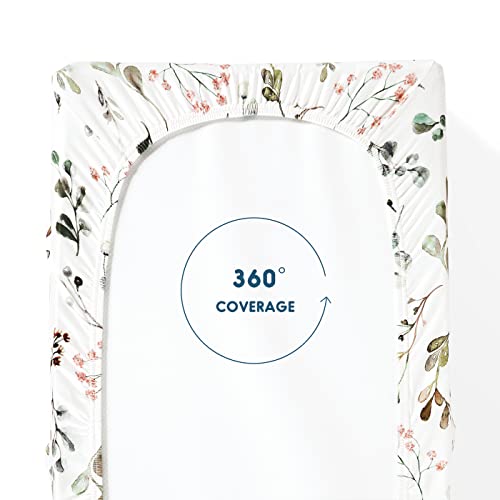 Image of Stretch Ultra Soft Jersey Knit Changing Pad Cover Set 2 Pack, Change Table Pad Covers Fit 32 inch /34 inch x 16 inch Pads Safe and Snug, Stylish Watercolor Rose and Flora Pattern for Girls