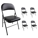 Stalwart - 4er Set stabile Klappstühle bis 130 kg belastbar Stuhl klappbar Metall Klappstuhl Gepolstert Kunstleder schwarz für Gäste und Veranstaltungen, 4 Stühle