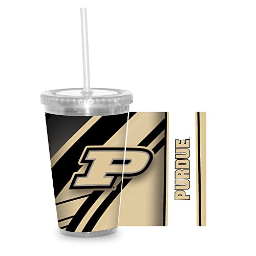 Rico Industries NCAA Purdue Boilermakers 16oz Clear Tumbler W/Straw