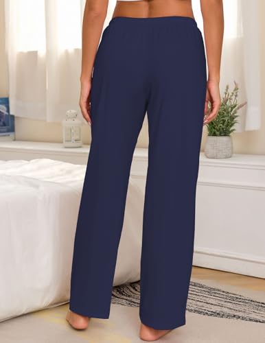 Image of Veseacky Women 100% Cotton Pajama Bottoms Comfy Soft Lounge Sleep Pants Drawstring Sleepwear 3 Pack S-XXL