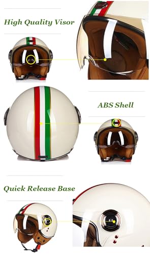 Casque moto jet avec visière de protection rétro pour chopper