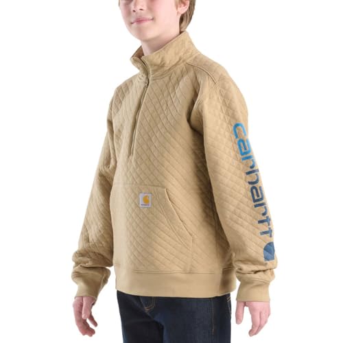 Carhartt Kid's CA6776 Long-Sleeve Quarter-Zip Sweatshirt - Boys Large (14-16) Dark Khaki