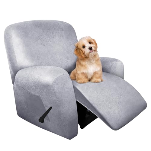 Image of molasofa Recliner Chair Covers 4 Pieces Leather Like Large Recliner Covers with Pocket Soft Non Slip Stretch Recliner Slipcover for Lazy Boy Recliner Chair Washable (Marbling)