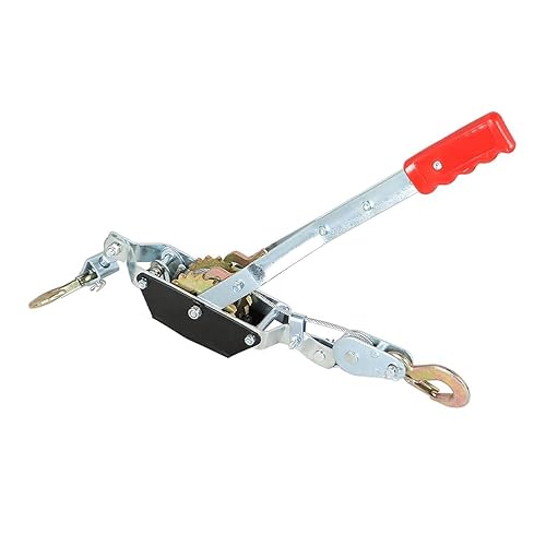 Come Along Winch Tool,2 Ton Heavy Duty 2 Hook Steel Cable Dual Gear Power Ratchet Come Along Puller Tool,Automotive Hoist Cable Puller,Hoist Winch Stretcher Lift,Recovery Gear,Comfortable Handle