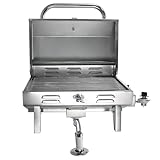 Pvrud Boat Grill Stainless Steel Marine Grade Propane Gas Grill Adjustable Rotating Barbecue Grill with Folding Legs for Boat Camping Yacht Backyard