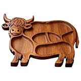 Tabla de charcutería de vaca Highland, tabla de servir rústica hecha de madera maciza natural, bonita tabla de charcutería de madera de vaca para aperitivos, frutas, carne, queso, bandeja divertida