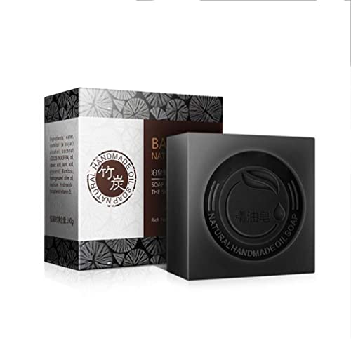 2022 Savon à l'huile de bambou noir Extraits naturels d'herbes biologiques Blanchissant Savon artisanal, Barre nettoyante, Savon pour le visage et le corps, Convient à tous les types de peau Cover