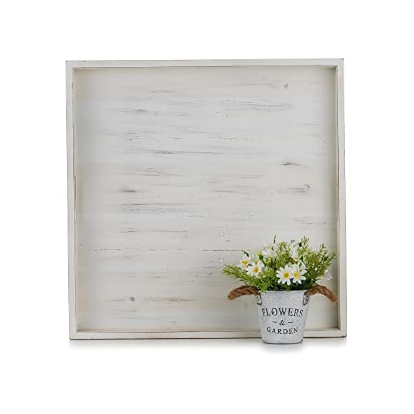 Hanobe Square Large Ottoman Tray: Extra Large Serving Wooden Trays Rustic Decorative Tray for Ottoman Coffee Table with Handles for Living Room White Hanobe Square Large Ottoman Tray: Extra Large Serving Wooden Trays Rustic Decorative Tray for Ottoman Coffee Table with Handles for Living Room White