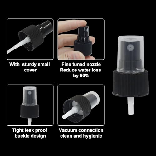 Waziaqoc 6PCS Spray Bottle Top, Nozzle Sprayer Tops Replacement, 24mm Plastic Sprayer Pump, Fine Mist Sprayer for Essential Oil, Cleaning Solutions, Black4