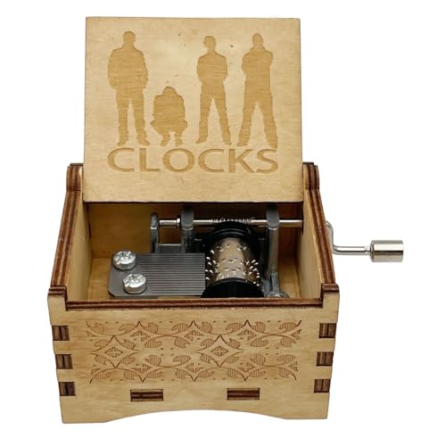 STARRUM Vintage Holz Uhren Spieluhr Zeiger Kurbel Laser Design Spieluhr für Männer Frauen Geburtstag Weihnachten Geschenke Uhren