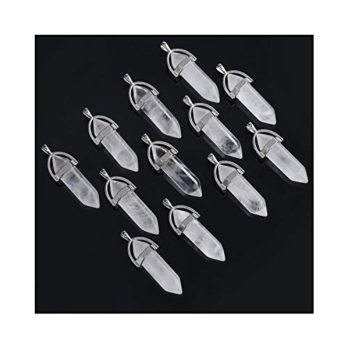 Alexcraft Wholesale 10 Pcs Clear Quartz Crystal Stone Point Healing Reiki Chakra Pendants For Jewelry Making #TOP5