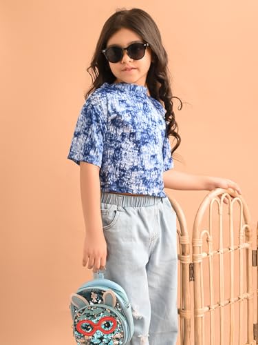 Image of LILPICKS Tie Dye Printed Drop Shoulder Loose Fit Top for Girls