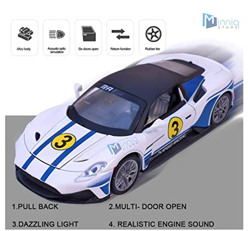 Image of 1 /24 Ford-GT Sports Edition Model Car with Box, Zinc Alloy Pull Back Toy car with Sound and Light for Kids Boy Girl Gift?Colors as Per Stock? (Ford-GT Sports Edition 1:22)