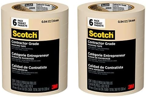 Scotch Cinta adhesiva de grado contratista, 0.94 pulgadas por 60.1 yardas (360 yardas en total), 2020, 6 rollos (paquete de 2)