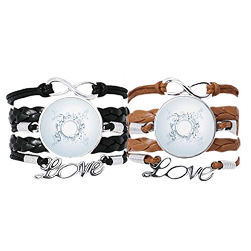 Pulsera de cuerdas de cuero contra rozaduras con motivo de notas musicales blancas