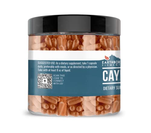 Earthborn Elements Cayenne Pepper & Slippery Elm Bundle (200 Capsules Each) Pure & Undiluted, No Addititves #TOP2