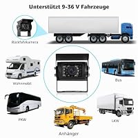 Rückfahrkamera, HD 18 Infrarot LEDs Nachtsicht Rückfahrkamera mit 4 Pin Aviation Stecker, IP68 wasserdicht, 100° Weitwinkel, geeignet für LKW/Anhänger/Busse/Lieferwagen (9-36 V) – Ansicht 8
