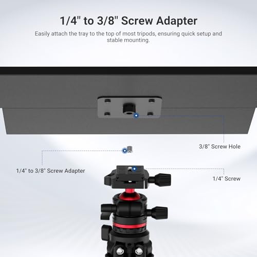 NEEWER 15"×11"×0.5" Metal Laptop Projector Notebook Tray Holder Detachable with 1/4" to 3/8" Screw Adapter for Tripod Mount Stand for Stage Meeting Outdoor Lecture (Tripod Stand NotIncluded), MS016A by NEEWER - Image 5