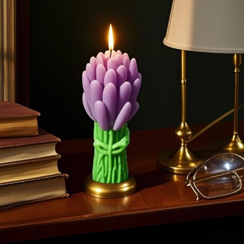 Image of Exquisite Lavender - Shaped Scented Candle: Hand - Poured, Premium Wax, Soothing Fragrance, Ideal Gift for Special Occasions, Enhances Home Aesthetic