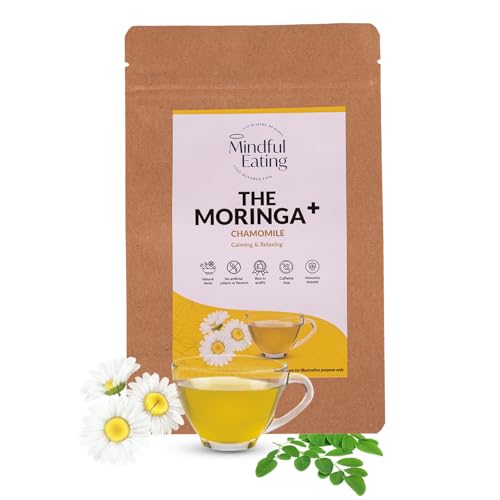 Image of Mindful Eating Pure Moringa Leaves Tea Blended with Chamomile Flowers - Herbal Tea, Natural Ingredients, Dried Drumstick Tree Leaves, Immunity Booster, Caffeine-free, 70g
