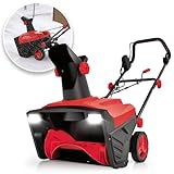 GYMAX Snow Blower, 20” Corded Walk-Behind Snow Blower with 15 AMP Motor, 30 FT Throwing Distance, Directional Chute & Dual LED Lights, Electric Snow Thrower Shovel for Driveways, Sidewalk (Red 20")