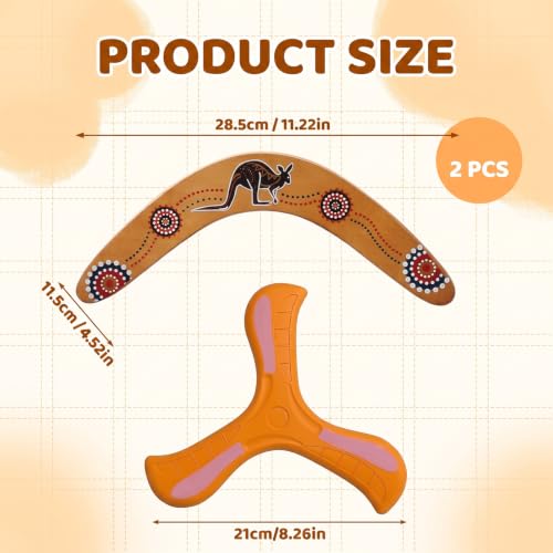 2 Pcs Wooden Boomerang Set,Returning Boomerang Flying Disc Outdoor Sports - Image 2