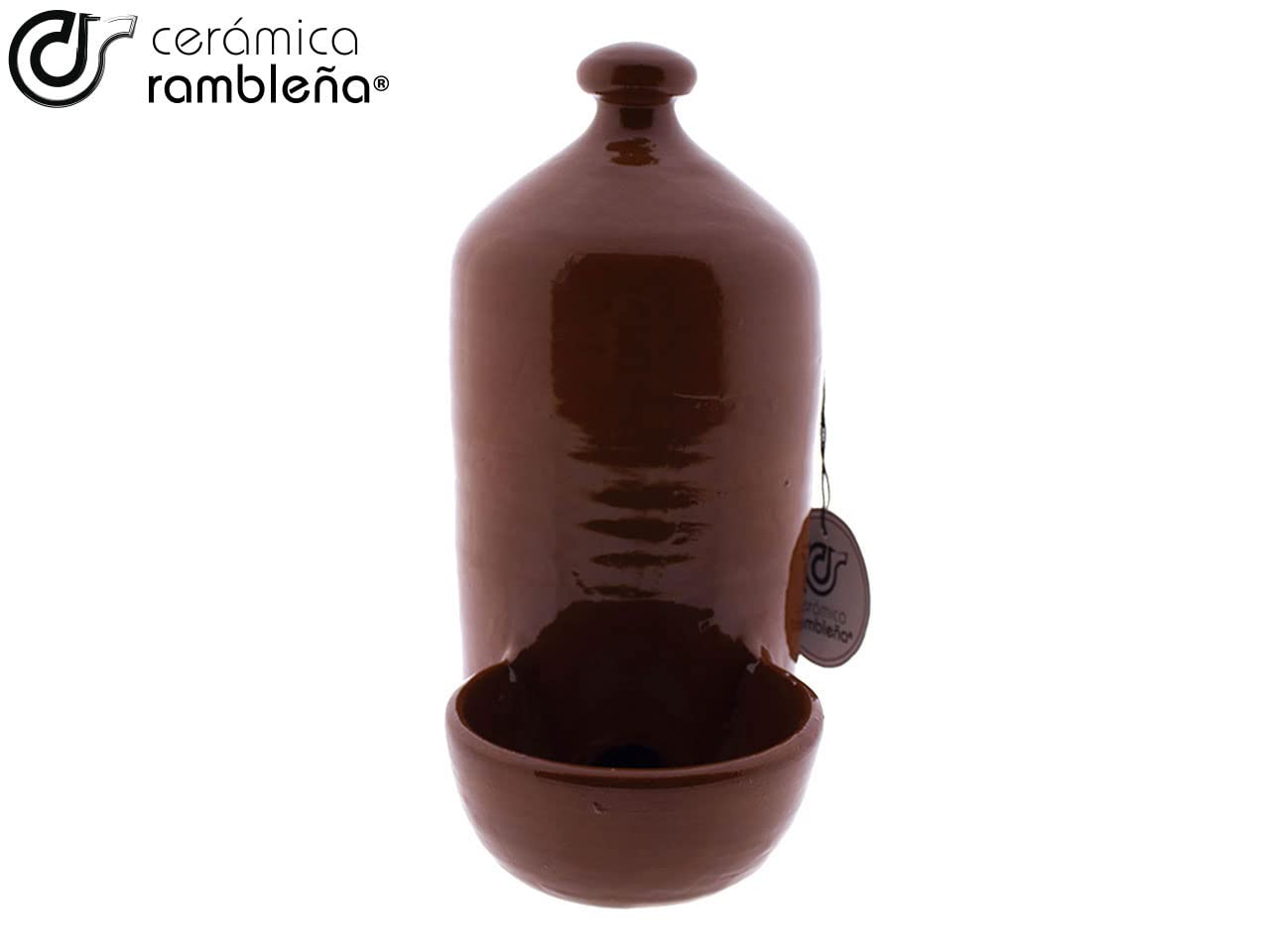 CERÁMICA RAMBLEÑA | Bebedero para Perro | Bebedero para Gatos | Bebedero gallinas Barro Rojo de La Rambla (Córdoba) | Esmaltado Miel | 100% Hecho a Mano | 8 litros | Eco