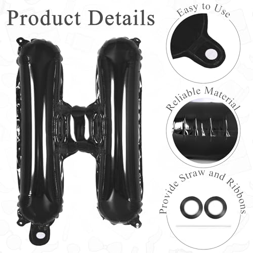 Image of Black Happy Father's Day Balloons, Father's Day Letter Balloons Banner, Father Day Decorations for Party, Happy Fathers Day Backdrop for Father Day Themed Party Supplies (Fathers Day-Black)
