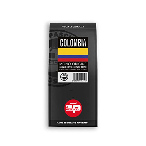 Caffè Pascucci - Caffe Monorigine Colombia Macinato Per Americano Filter Coffee French Press Caffè Filtro 250 g Sacchetto Salva Aroma Singola Origine
