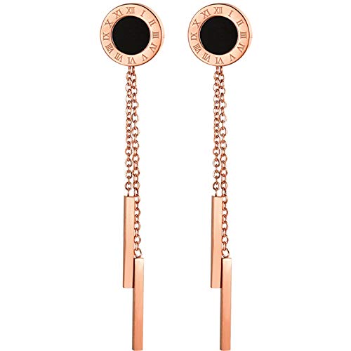 Fashion Light Luxus Ohrringe mit römischen Ziffern Schwarz Etikett Doppelquaste Cover