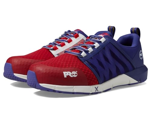 Image of Timberland PRO Radius Composite Safety Toe Shoes for Men - PRO Flex Technology - HoverSpring Foam Red /Blue 10.5 D - Medium