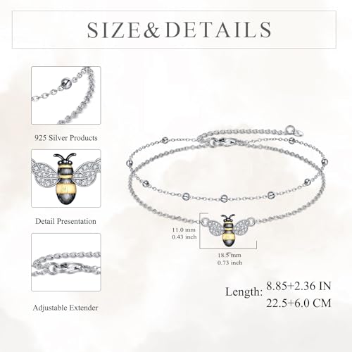 Image of TIGER RIDER Dragonfly Anklet Sterling Silver Dragonfly Gifts Jewelry for Women with Crystal Birthday Anniversary