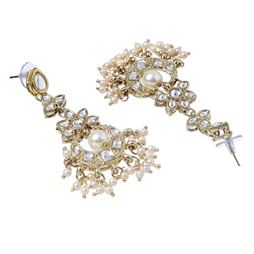 Image of Karatcart Gold Plated Pearl and Drop Kundan Studded Choker Necklace Setfor Women